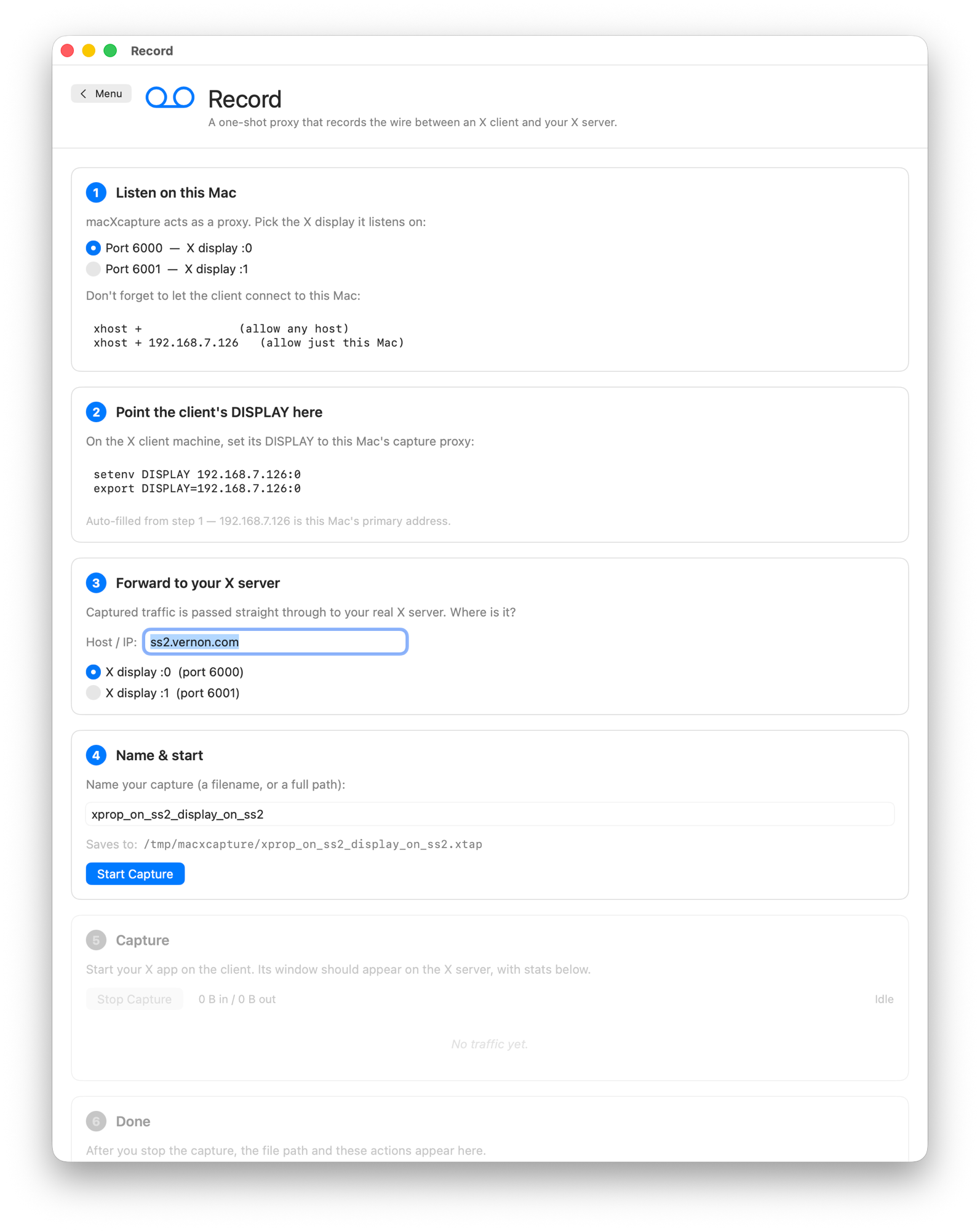 The macXcapture Record wizard